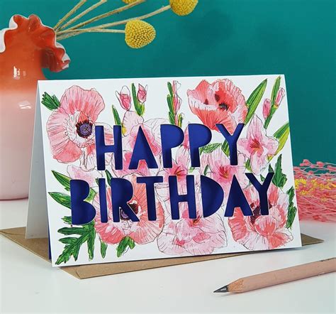 August Birth Flower Birthday Card Miss Bespoke Papercuts