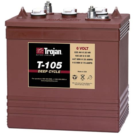 Trojan T 105 Gc2 6v 225ah Deep Cycle Flooded Lead Acid Battery Ebay