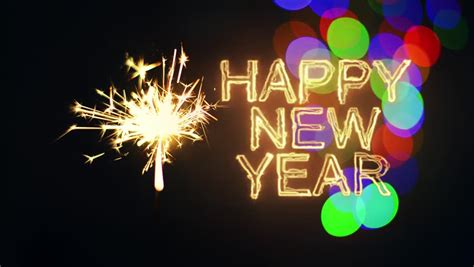 Happy New Year Inscription Sparklers On Stock Footage Video 100