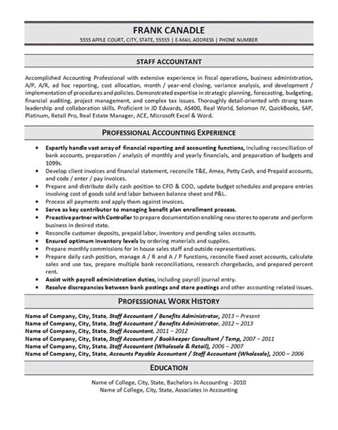 Accountant Resume Example Best Sample For Staff Accountant