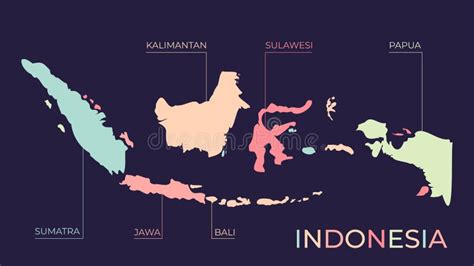 Indonesia Map Colorful Vector For Infographics Stock Illustration