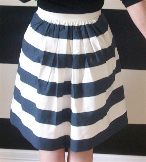 Black And White Striped Katie Skirt Full Gathered And Pleated Skirt