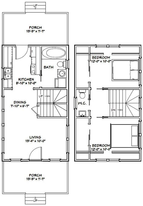 16x28 House 16x28h8f 787 Sq Ft Excellent Floor Plans Tiny