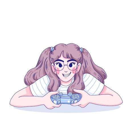 Premium Vector Gamer Girl Character Cartoon Illustration