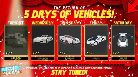 Days Of Vehicle Update Is Here Roblox Jailbreak Update Events