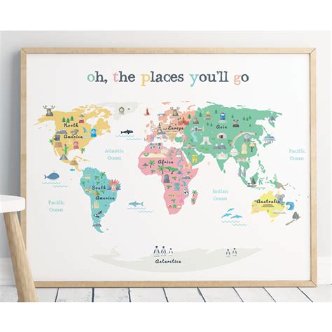 World Map Posters For Kids Us States Map