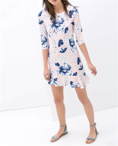 Zara Floral Print Dress Lyst