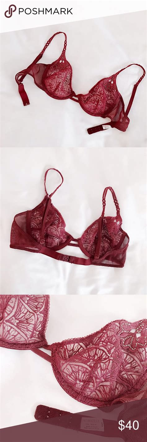 Free People Red Lace Underwire Bralette Deep Red Sheer Mesh Underwire