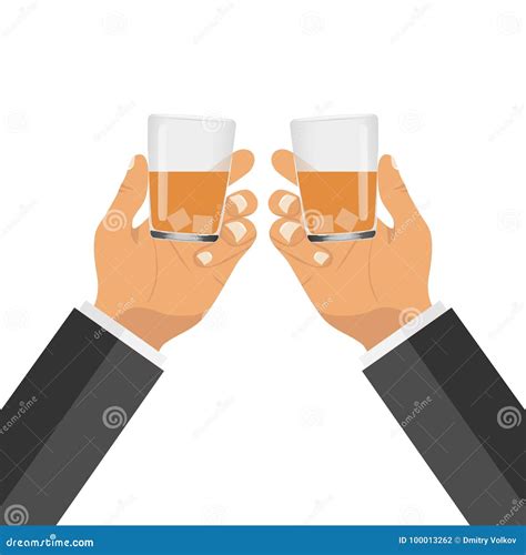 Two Hands With Glasses With A Drink Clinking Glasses Stock Vector Illustration Of People
