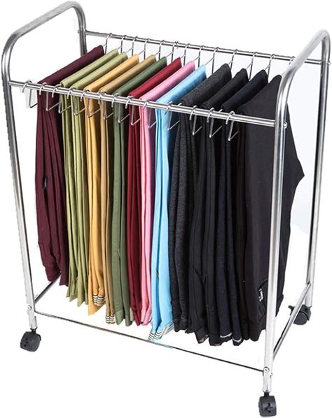 Pants Hangers Jx Stainless Steel Rack With 20 Removable Hooks Rolling