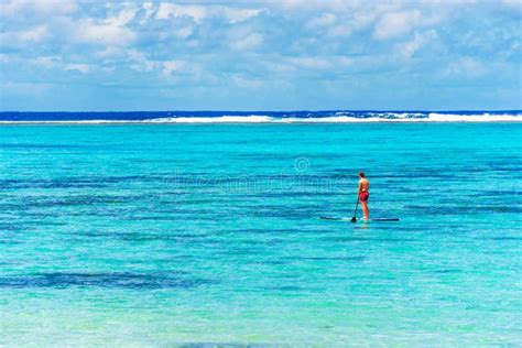 Couple On Surfboards In The Ocean Cook Islands South Pacific Copy