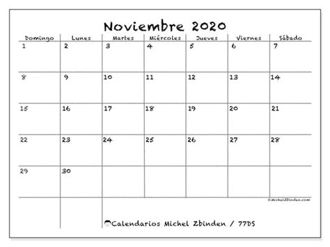 Calendarios Noviembre 2020 Ds Michel Zbinden Es