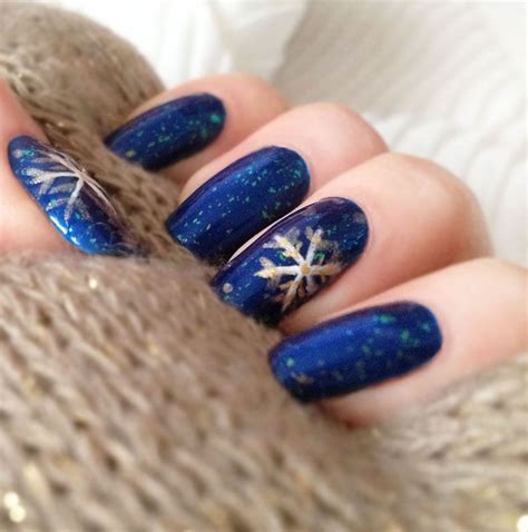 Deep Blue Nails With Snowflakes Heavenly Nails My Nails