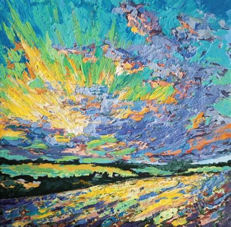 Landscape Painting Original Art Sunrise Rural Field Oil Painting