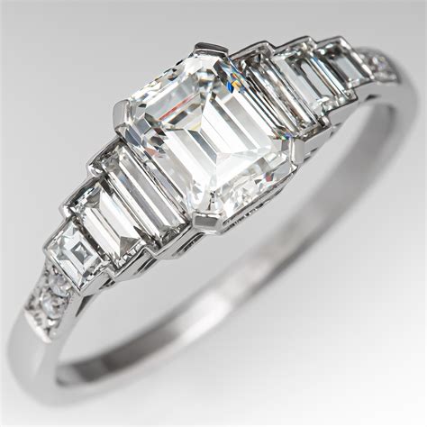 1 Carat Emerald Cut Diamond Vintage Engagement Ring 102ct Evs1 Gia