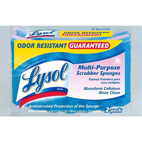 Lysol Multi Purpose Cellulose Scrub Sponge Pack Of 2 57536 2pdq The Home Depot