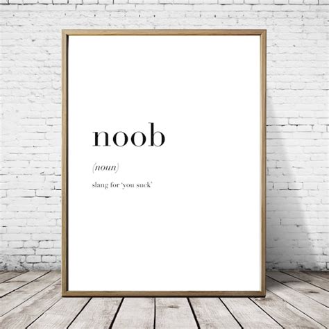 Noob Definition Print Minimalist Poster Wall Art