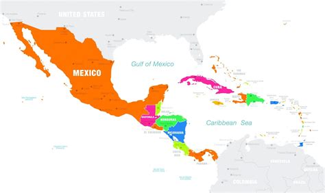 Mexico And Central America Political Map Map
