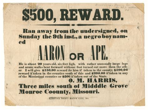 A Reward Poster For A Runaway Slave In Missouri Dpla