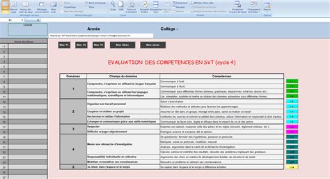 Fichier Excel Pour Le Suivi Et La Validation Des Compétences En Svt