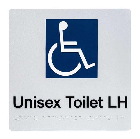 Unisex Accessible Toilet Lh Braille Sign Silverblack • Tactile