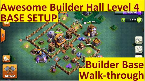 Builder hall 4 base bh4 builder base defense replay base layout clash of clans. Clash of Clans: Awesome Builder Hall Level 4 Base Setup ...
