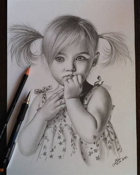 Little Girl Draw Sketch Girl Littlegirl Baby Child Babyportrait