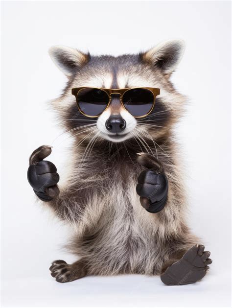 Premium Ai Image Funny Raccoon In Sunglasses Showing A Rock Gesture