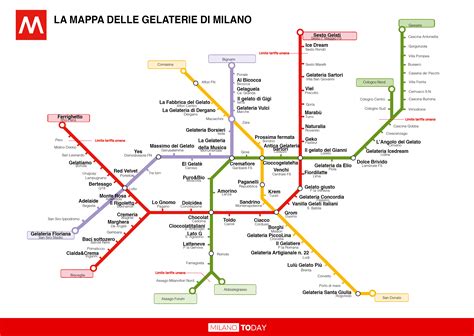 La Mappa Della Metro Di Milano Con I Nomi Delle Gelaterie Più Buone Foto