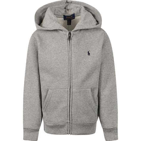 Polo Ralph Lauren Logo Zipped Hoodie In Grey — Bambinifashioncom
