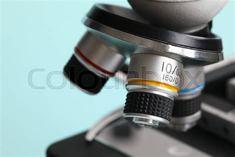 Chemistry Microscope On Modern Blue Stock Image Colourbox