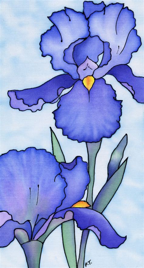 Blue Irises — Pauline Townsend Iris Painting Flower Painting Flower