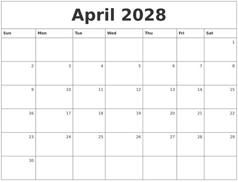 June 2028 Blank Calendar Template