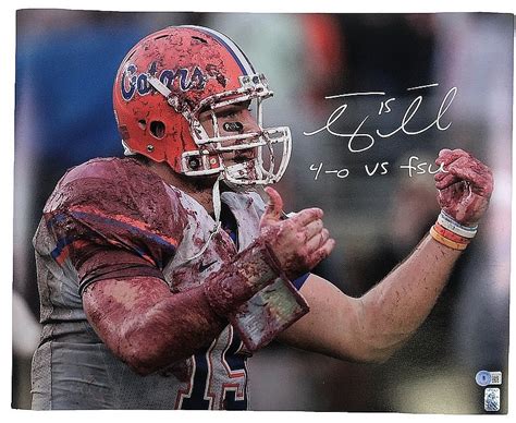 Tim Tebow Autographed Signed Florida Gators Muddy 16x20 Photo With 4 0