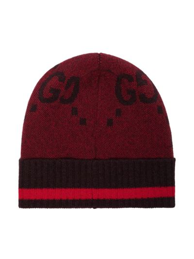 Gucci Red Gg Cashmere Beanie Hat Modesens