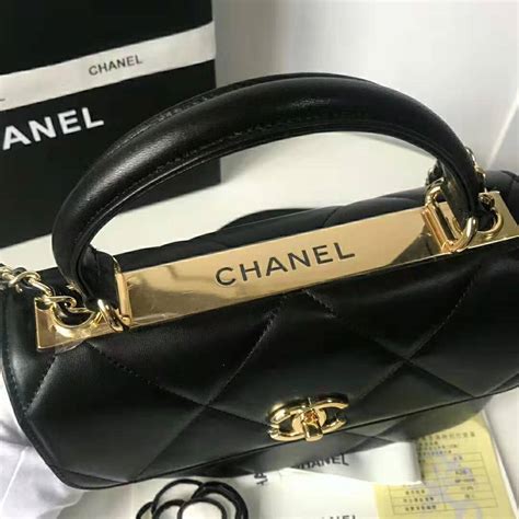 Chanel Women Small Flap Bag With Top Handle In Lambskin Leather Lulux