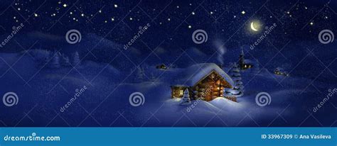 Christmas Scenic Panorama Landscape Huts Church Snow Pine Trees