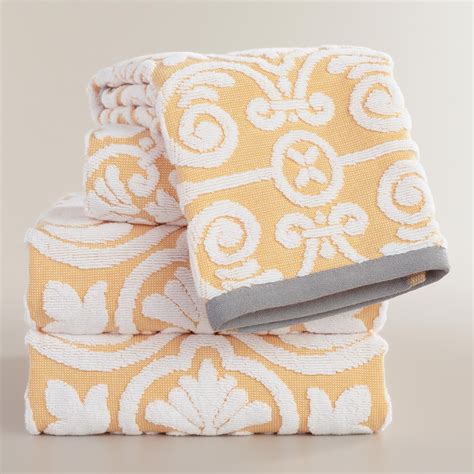 Yellow Sculpted Tile Riviera Bath Towel Collection Towel Collection