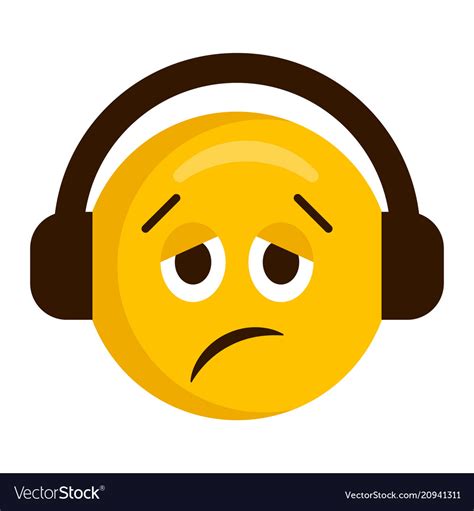 Sad Emoji With Headphones Icon Royalty Free Vector Image