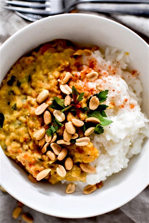 Dahl de lentilles corail patates douces et cacahuètes Version 2