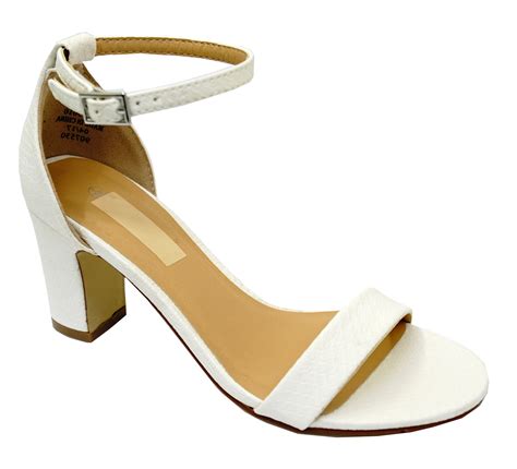 Ladies White Ankle Strap Block Heel Peeptoe Sandals Holiday Comfy Shoes