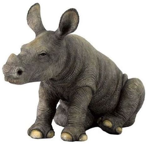 Baby Rhino Sculpture Sitting Figurine Rhino T Baby Rhino