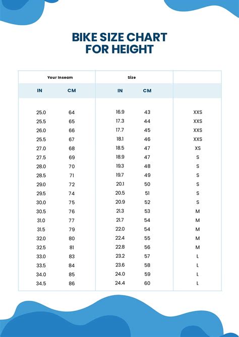 Free Hybrid Bike Size Chart Pdf Vlrengbr