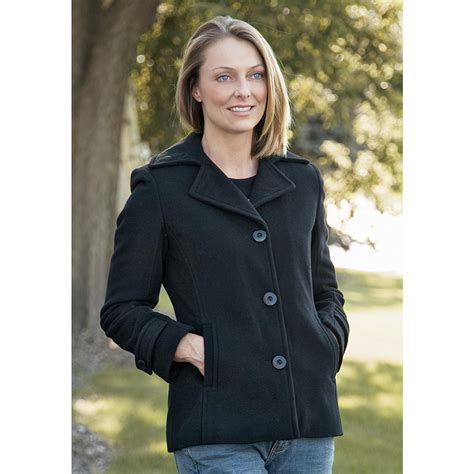 Womens Izod® Wool Car Coat Black 114058 Insulated Jackets And Coats