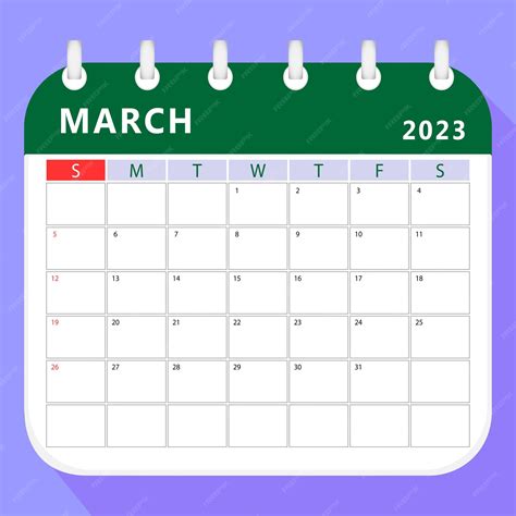 Premium Vector March 2023 Calendar Planner Template Vector Design