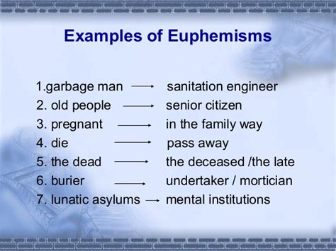 English Euphemisms Most Common Euphemisms Pangeanic