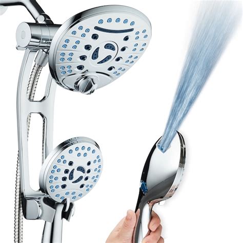 Aquacare Chrome Polygon Rain Shower Head Dual Combo Shower Head 2 5 Gpm 9 5 Lpm In The Shower