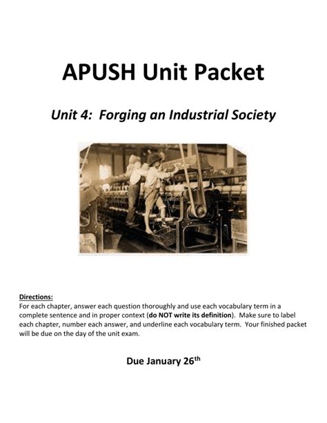 Apush Unit 4 Packet