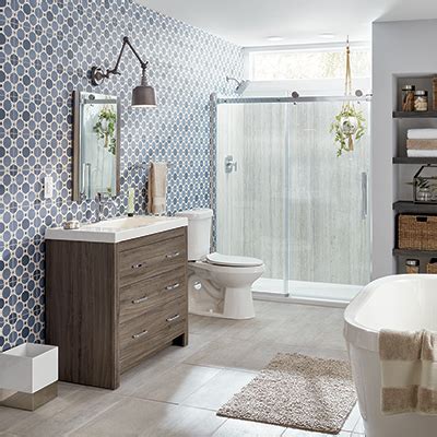 Mixed gray bathroom wall bathroom tiles may have pockets of other colors. Bathroom Remodel Ideas - The Home Depot