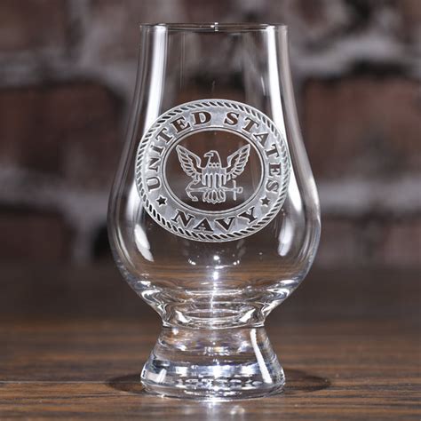 Engraved Navy Glencairn Scotch Whisky Glass Crystal Imagery